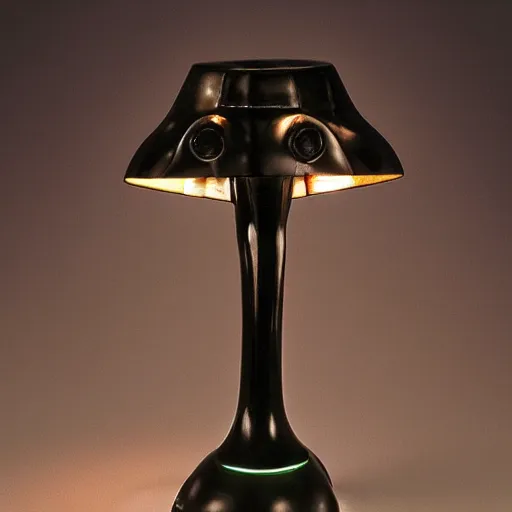 Image similar to a lamp in the shape of a cat with black accents designed by louis comfort tiffany