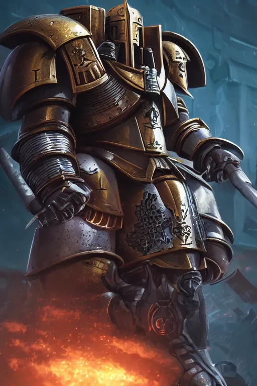 Image similar to armor portrait heros warhammer 4 0 k horus heresy fanart - the primarchs emperor by johannes helgeson animated with vfx concept artist & illustrator global illumination ray tracing hdr fanart arstation zbrush central hardmesh 8 k octane renderer comics stylized