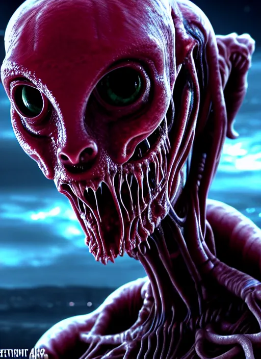 Image similar to an ugly monsterish horrifying slimy scottish female photo, professionally, soft lighting, realistic, sharp focus on eyes, 8 k, high definition, insanely detailed, intricate, elegant, art by artgerm and junji ito. science fiction alien android cyberspace movie widescreen still from action scene.