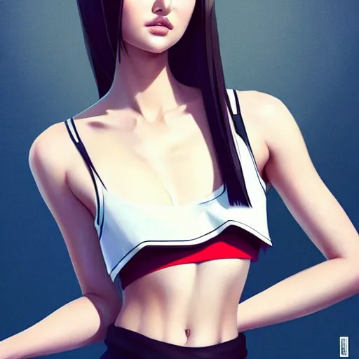 Image similar to a beautiful young japanese natalie portman alluring instagram model in crop top, large chest, by guweiz and wlop and ilya kuvshinov and artgerm, symmetrical eyes, aesthetic, gorgeous, stunning, alluring, attractive, artstation, deviantart, pinterest, digital art