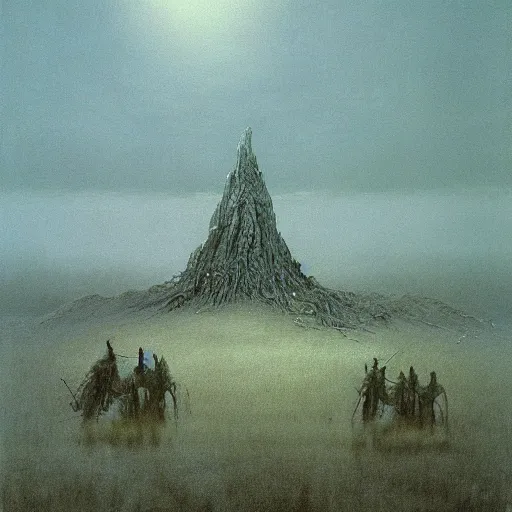 Image similar to lord of the ring concept art, beksinski