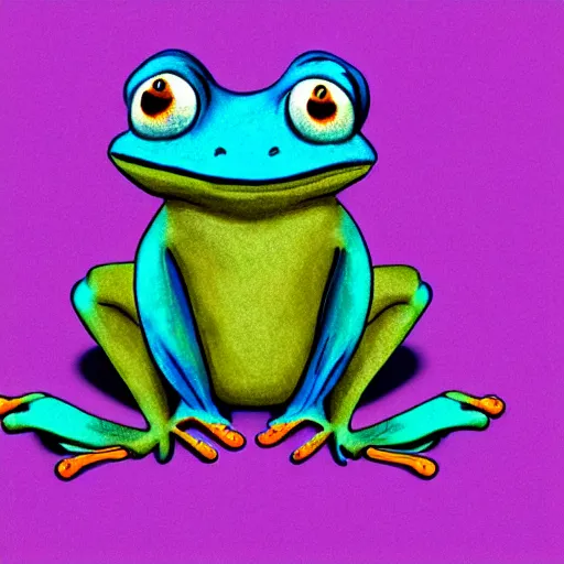 Image similar to illustration of a sad blue frog