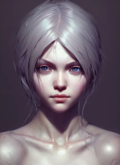 Image similar to 2b, au naturel, hyper detailed, digital art, trending in artstation, cinematic lighting, studio quality, smooth render, unreal engine 5 rendered, octane rendered, art style by klimt and nixeu and ian sprigger and wlop and krenz cushart