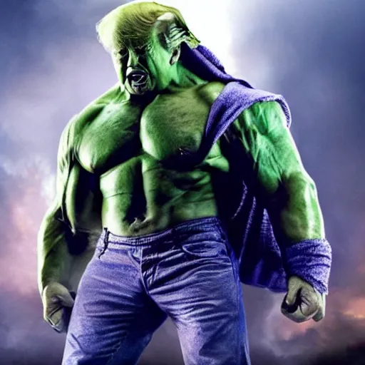 Image similar to Donald Trump plays the Incredible Hulk in new ultra hd movie, IMAX