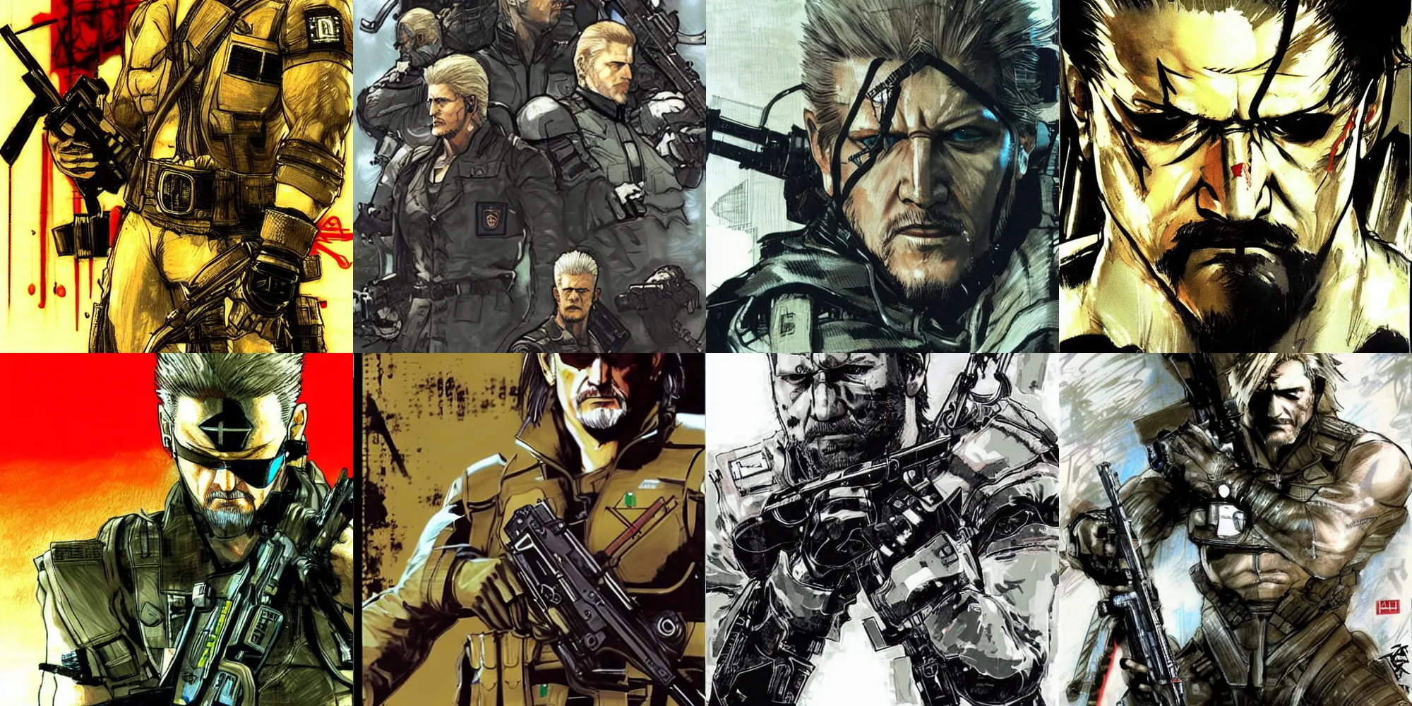 Prompt: jeff jarrett in metal gear solid, drawn by yoji shinkawa, cover art, high detailed