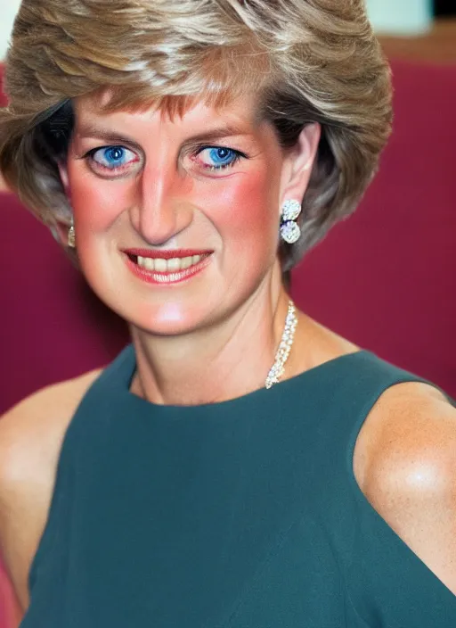 Image similar to DSLR photo portrait still of 61 year old age 61 Princess Diana at age 61!!!, 85mm f1.8