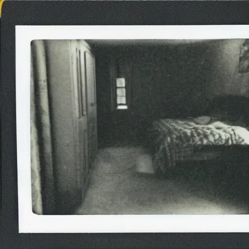 Prompt: polaroid photo of a poltergeist paranormal activities - n 9