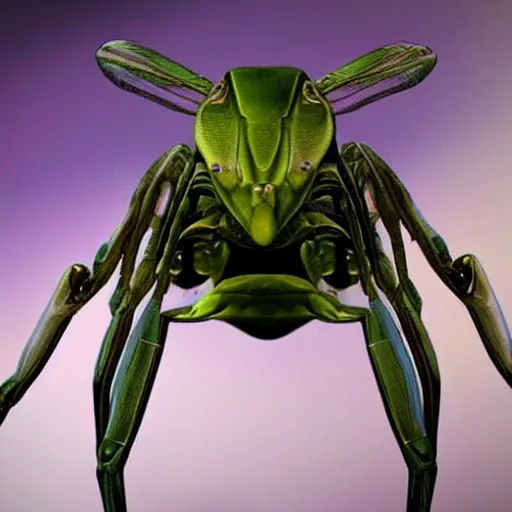 Image similar to “ humanoid mantis alien on spacecraft, eerie, realistic detailed ”