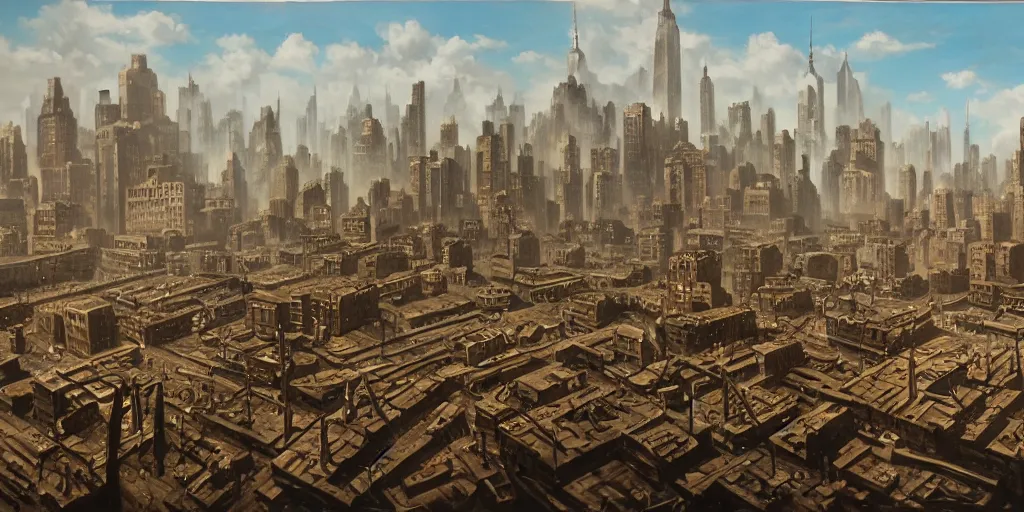 Prompt: new york occupied by wehrmacht, ww 2, matte painting, oil painting, painting