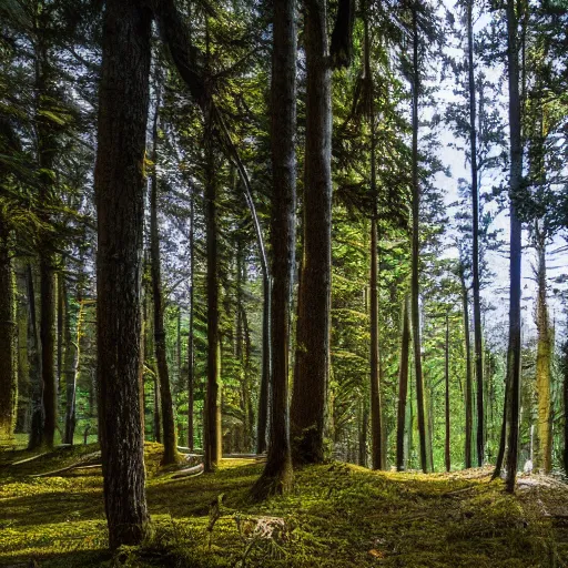 Image similar to a view from a tent looking out into a forest, 4k, high detail, high-resolution photograph, professional photography, ultra-detail