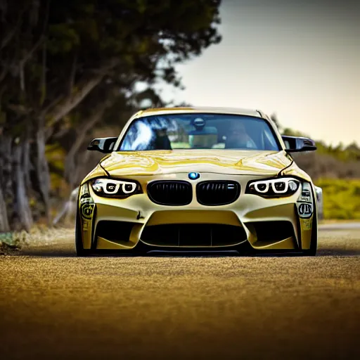 Prompt: bmw 1 m solar punk japanese touge halo headlights, beautiful photography