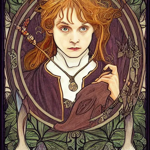 Prompt: harry potter, mucha style,