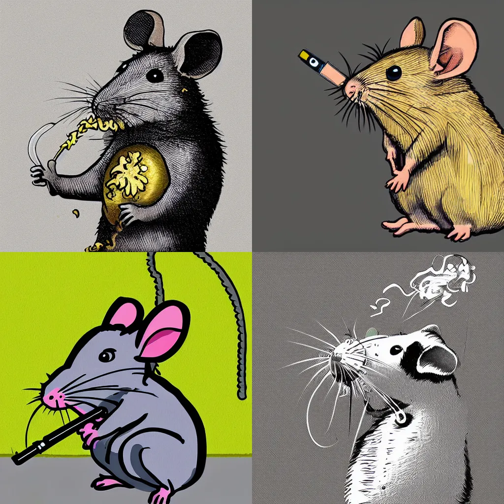 Prompt: rat vaping, digital artwork