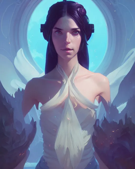 Image similar to highly detailed vfx portrait of a fantasy mage, unreal engine, greg rutkowski, loish, rhads, beeple, makoto shinkai and lois van baarle, ilya kuvshinov, rossdraws, tom bagshaw, alphonse mucha, global illumination, detailed and intricate environment