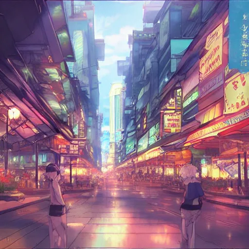 Prompt: The City Street of Kuala Lumpur, Anime concept art by Makoto Shinkai, detailed