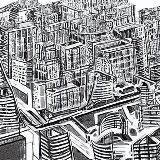 Image similar to photo of a city designed by a highly inteligent octapus architect