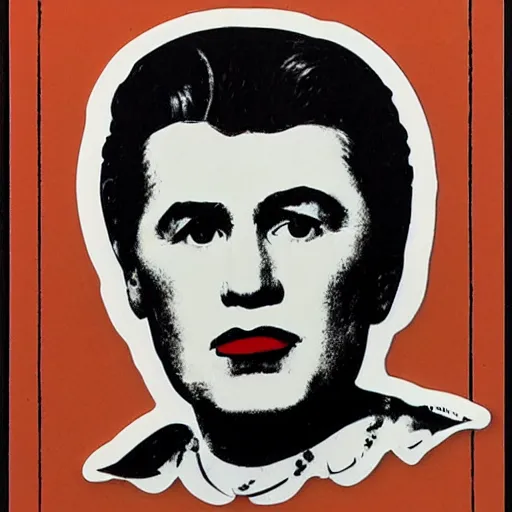 Prompt: vasily petrovych goloborodko, grisha. face. intricate sticker design by andy warhol