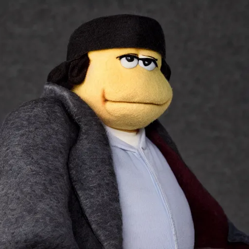 Prompt: tony soprano as a muppet. highly detailed felt. hyper real photo. 4 k.