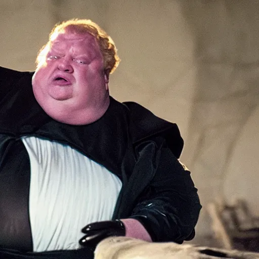 Prompt: photo of baron harkonnen confronting the bene gesserit