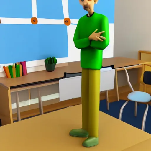 Image similar to “ a render of baldi in a school teaching students math ”