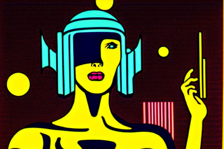 Image similar to ⚠ 👽 💉 ☠ 💢 😱 futuristic japanese cyberpunk by roy lichtenstein, by andy warhol, ben - day dots, pop art, bladerunner, pixiv contest winner, cyberpunk style, cyberpunk color scheme, mechanical, high resolution, hd, intricate detail, fine detail, 8 k