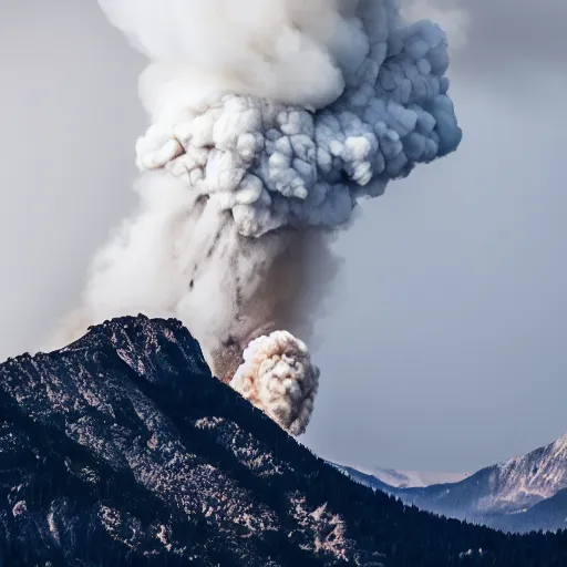 Prompt: a mountain destroying strike by a wizard