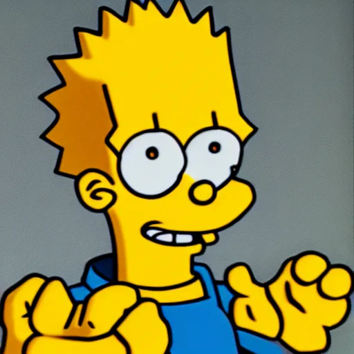 Image similar to a highly detailed photograph of Bart Simpson as a real human boy