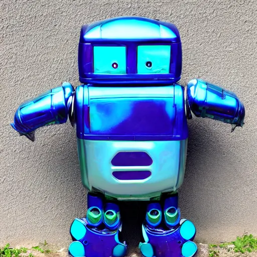 Prompt: a cute blue metallic robot in the style of donatello's david