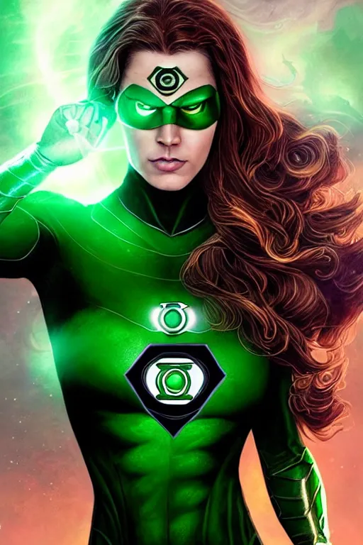 Image similar to Majestic and regal portrait of a female Green Lantern, DC universe, Perfect face, beautiful, intricate, epic, elegant, menacing, fantasy, highly detailed, digital painting, hard focus, beautiful volumetric lighting, epic light, ultra detailed, by Leesha Hannigan, Ross Tran, Thierry Doizon, Kai Carpenter, Ignacio Fernández Ríos