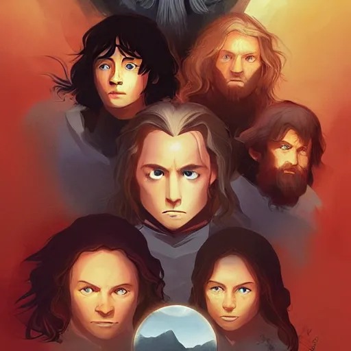 Image similar to face icon stylized minimalist the lord of the rings : the fellowship of the ring 2 0 0 1, loftis, cory behance hd by jesper ejsing, by rhads, makoto shinkai and lois van baarle, ilya kuvshinov, rossdraws global illumination