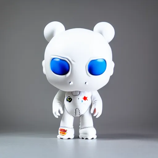 Image similar to an all white art vinyl figure, in the style of kidrobot, sket - one x iamretro, kenny wong x pop mart, space molly, frank kozik, guggimon, studio lighting, subsurface diffusion, 8 k