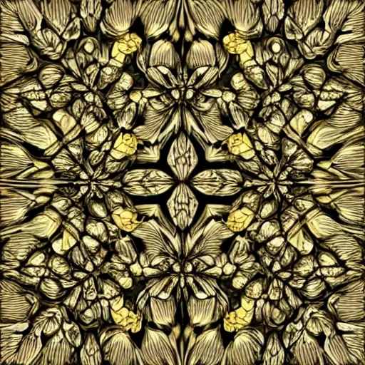 Prompt: aperiodic tiles of fractal leaves, detailed, intricate, hyper realistic image