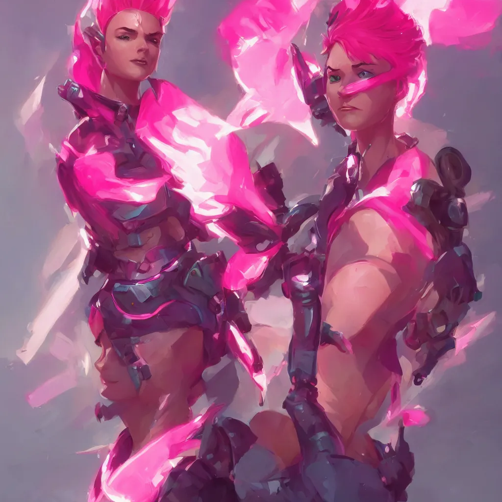 Image similar to female paladin with bright pink mohawk, portrait, behance hd artstation by jesper ejsing by rhads, makoto shinkai and lois van baarle, ilya kuvshinov, ossdraws