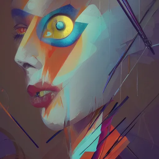 Prompt: the brittle. digital painting, vertical, intricate, beautiful, detailed, grunge, sharp focus, abstract art by el lissitzky and artgerm and kandinsky and kuvshinov, trending on artstation. gradient darker to bottom