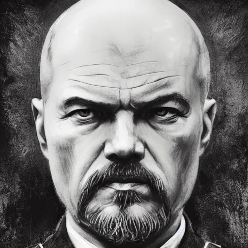 Prompt: vladimir lenin as holy god emperor of mother russia, colourised, face portrait, epic, military art, fantasy, dieselpunk, hd shot, digital portrait, beautiful, artstation, comic style, by artgerm, guy denning, jakub rozalski, magali villeneuve and charlie bowater