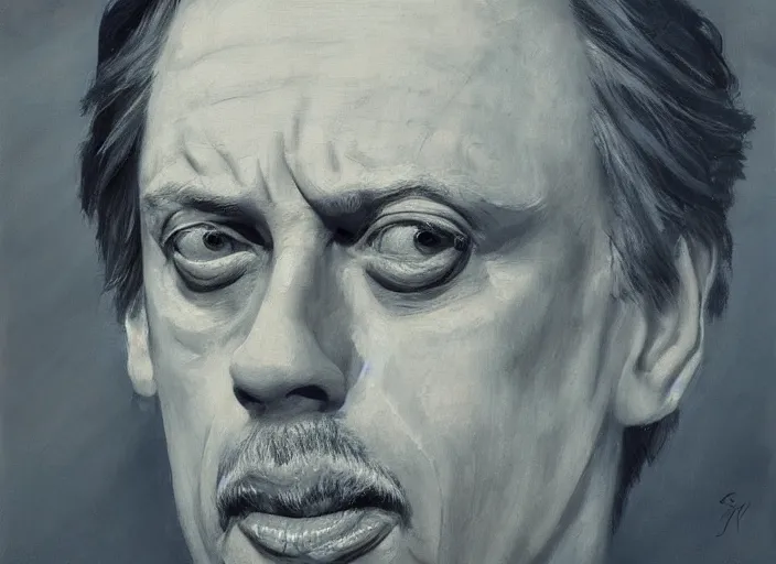 Image similar to a highly detailed beautiful portrait of the face of steve buscemi carved on the side of a mountain, by gregory manchess, james gurney, james jean