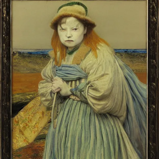 Image similar to by millais, painting of victorian yokai, 8 k, highly detailed,