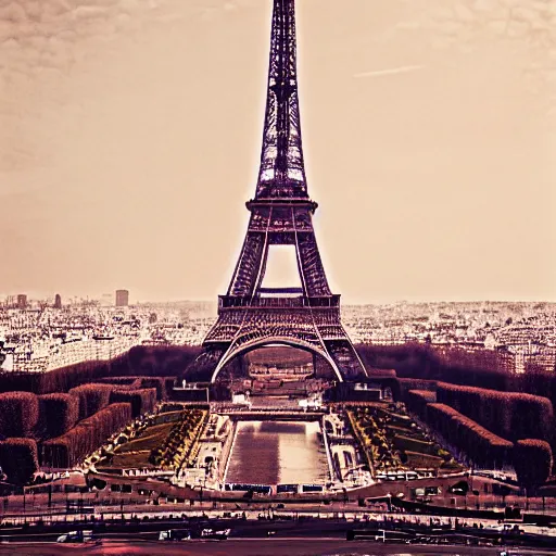 Image similar to a 3 5 mm photograph of the eiffel tower by peter lik and murad osmann,