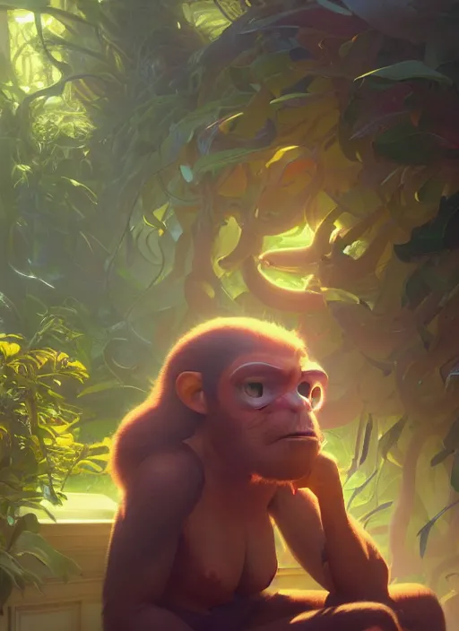 Image similar to highly detailed portrait of super monkey balls, stephen bliss, unreal engine, greg rutkowski, loish, rhads, beeple, makoto shinkai and lois van baarle, ilya kuvshinov, rossdraws, tom bagshaw, alphonse mucha, global illumination, god rays, detailed and intricate environment