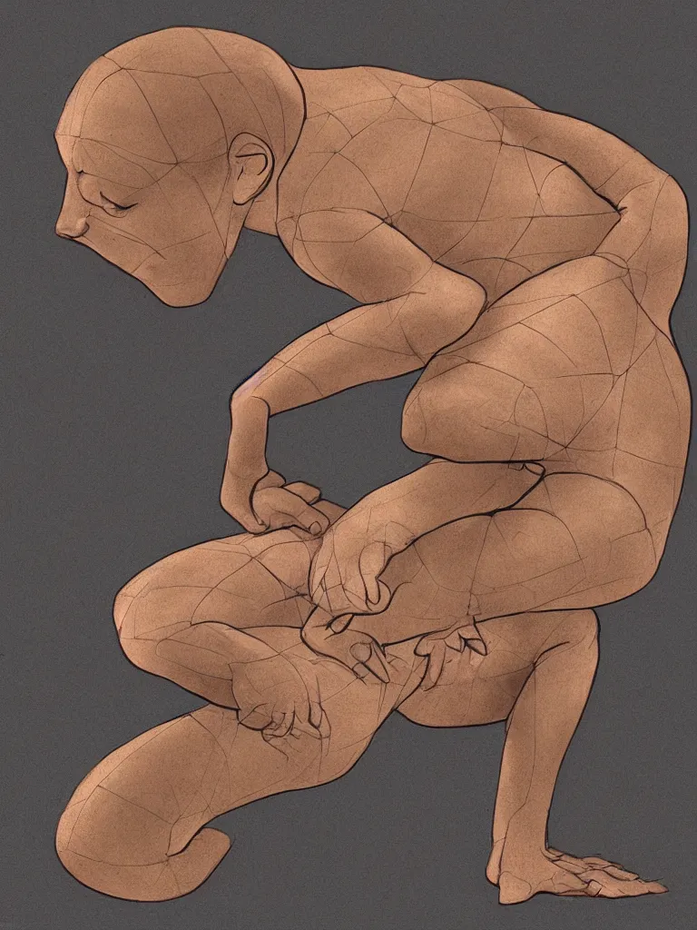 Image similar to fetal position by Disney Concept Artists, blunt borders, golden ratio