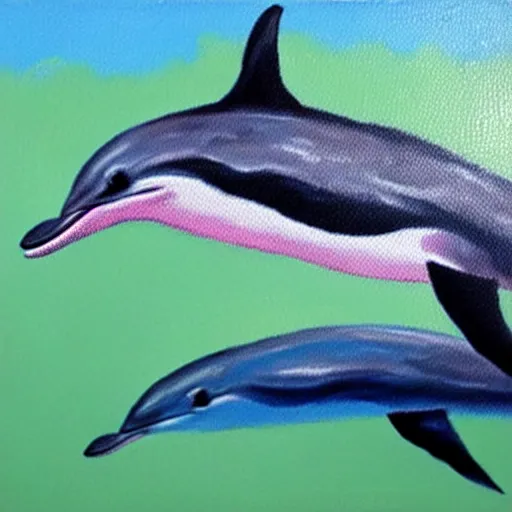 Prompt: detailed oil painting of a dolphin wearing clothes