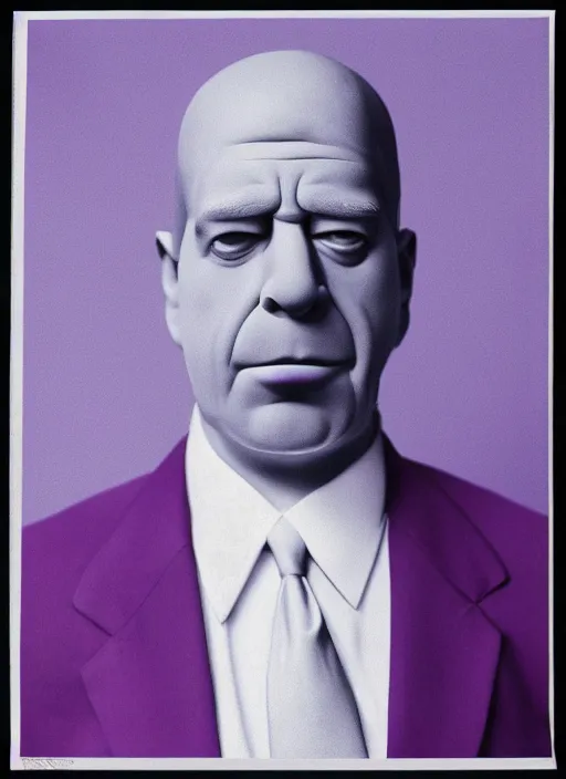 Image similar to platon closeup photograph of homer simpson in a purple suit, photorealistic, studio lighting, ektachrome, detailed, intricate, face detail