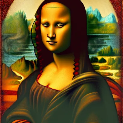 Prompt: an african woman's painting in the style of mona lisa by leonardo da vinci