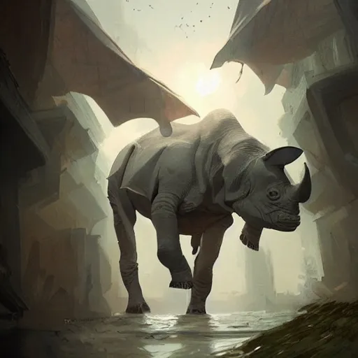 Prompt: 🦏, digital Art, Greg rutkowski, Trending artstation,cinematographic