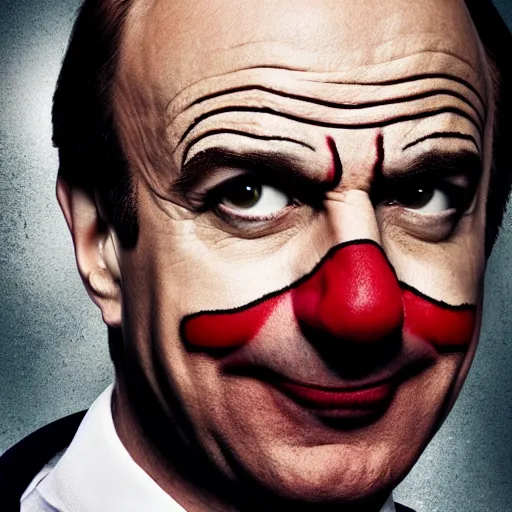 Image similar to Saul Goodman from Breaking Bad dressed as a clown