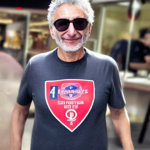 Prompt: fito paez wearing a independiente club t shirt