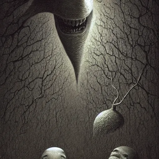 Image similar to a hyperrealistic painting of a psychedelic alien nightmare, by john kenn mortensen and zdzislaw beksinski, highly detailed, vivid color,