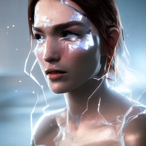 Prompt: crystal face, superhero, stunning photo, cinematic lighting, perfect composition, 8K, ultra-detailed , artstation, Octane render, Unreal Engine, highly detailed