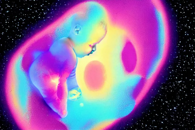 Image similar to an ultrasound of the first prismatic child born in latent space