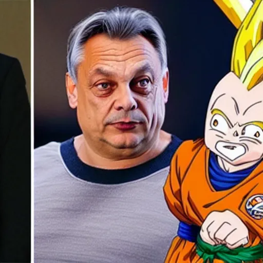 Prompt: Viktor Orban in Dragon ball z